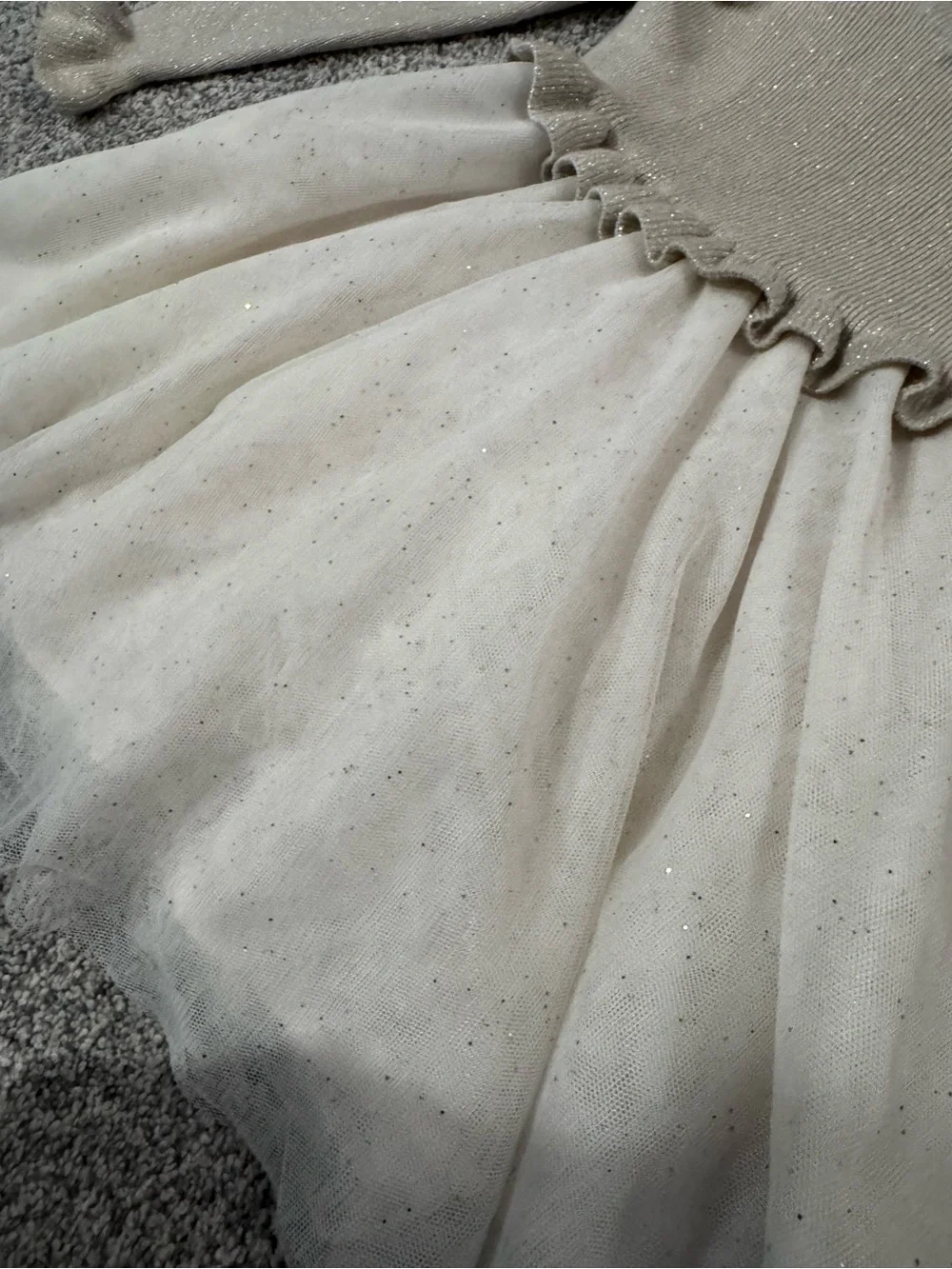 Gymboree Cream Glitter Knit & Tulle Party Dress